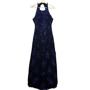 Andretta Donatello Cobalt Blue Vintage y2k Beaded 100% Silk Gown Prom size M